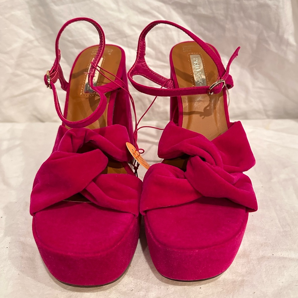 pink velvet heel sandal
